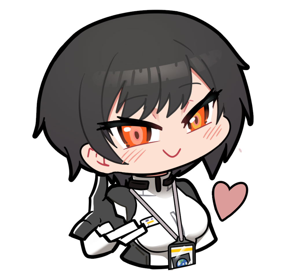 1girl, artist_request, black_hair, blush, bodysuit, check_artist, chibi, chibi_only