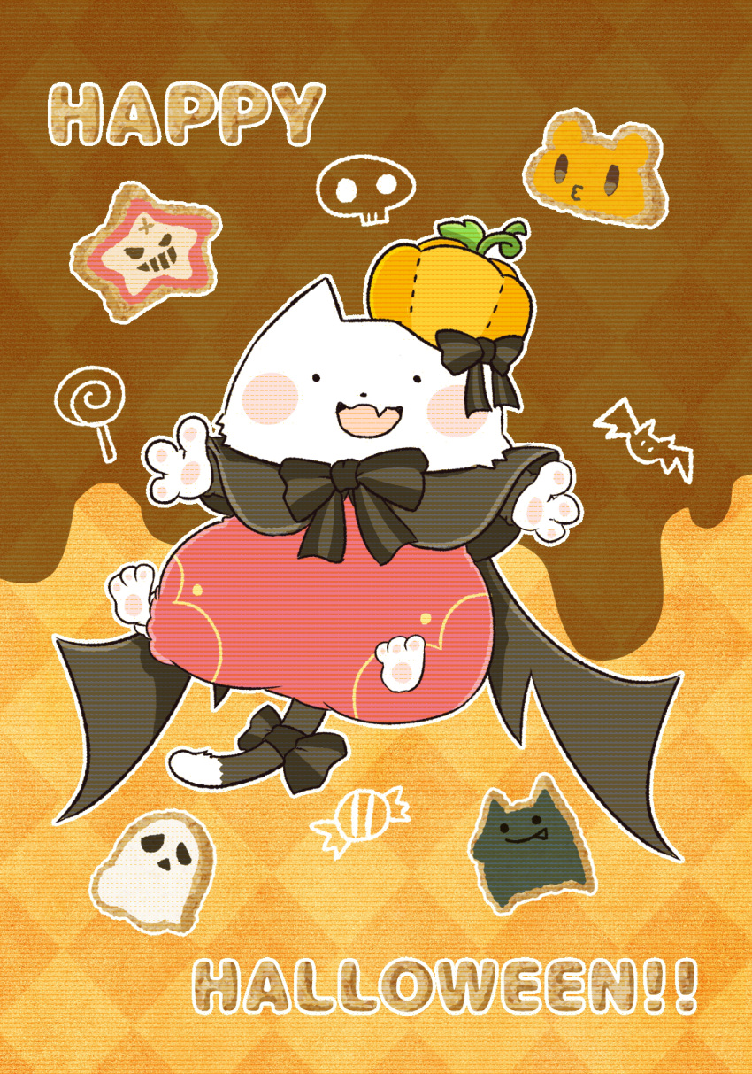 1girl, :d, animal_ears, argyle_background, barefoot, black_bow, black_bowtie, black_capelet