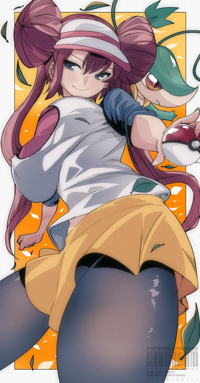 1girl, absurdres, black_thighhighs, blue_eyes, breasts, brown_eyes, brown_hair, dress