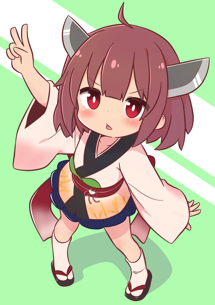 1girl, absurdres, ahoge, blunt_bangs, blush, brown_hair, collarbone, green_background