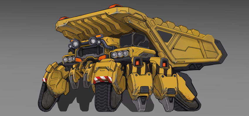 absurdres, dirty, dump_truck, grey_background, haul_truck, highres, machinery, mecha