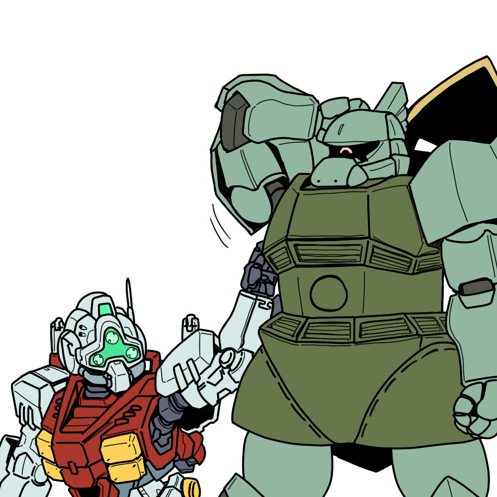 arm_behind_head, arm_up, assault_visor, gelgoog, gelgoog_(gquuuuuux), green_visor, gundam, gundam_gquuuuuux