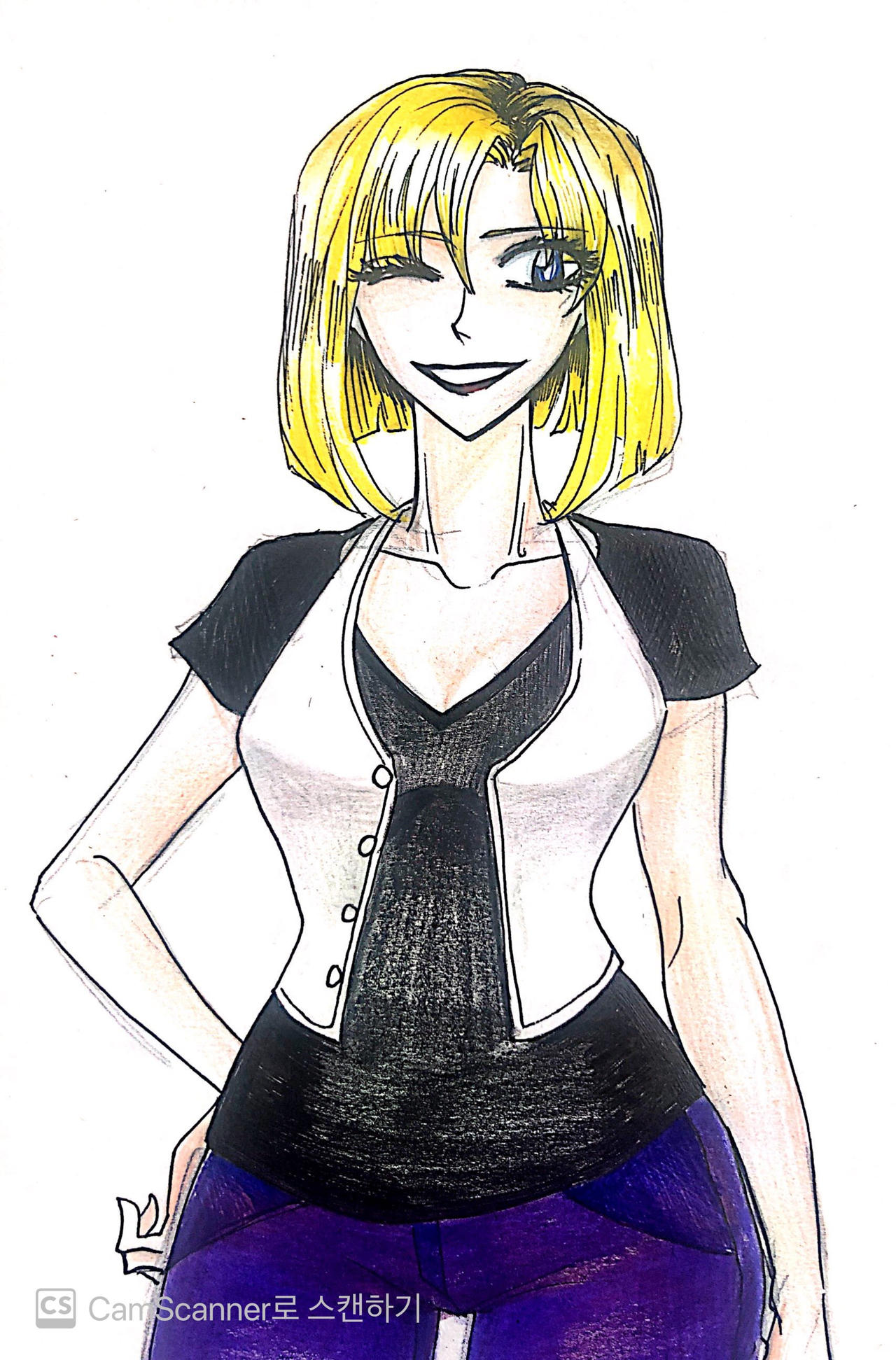 1girl, black_shirt, blonde_hair, cartoon_network, colored_pencil_(medium), deviantart, ed_edd_n_eddy, female
