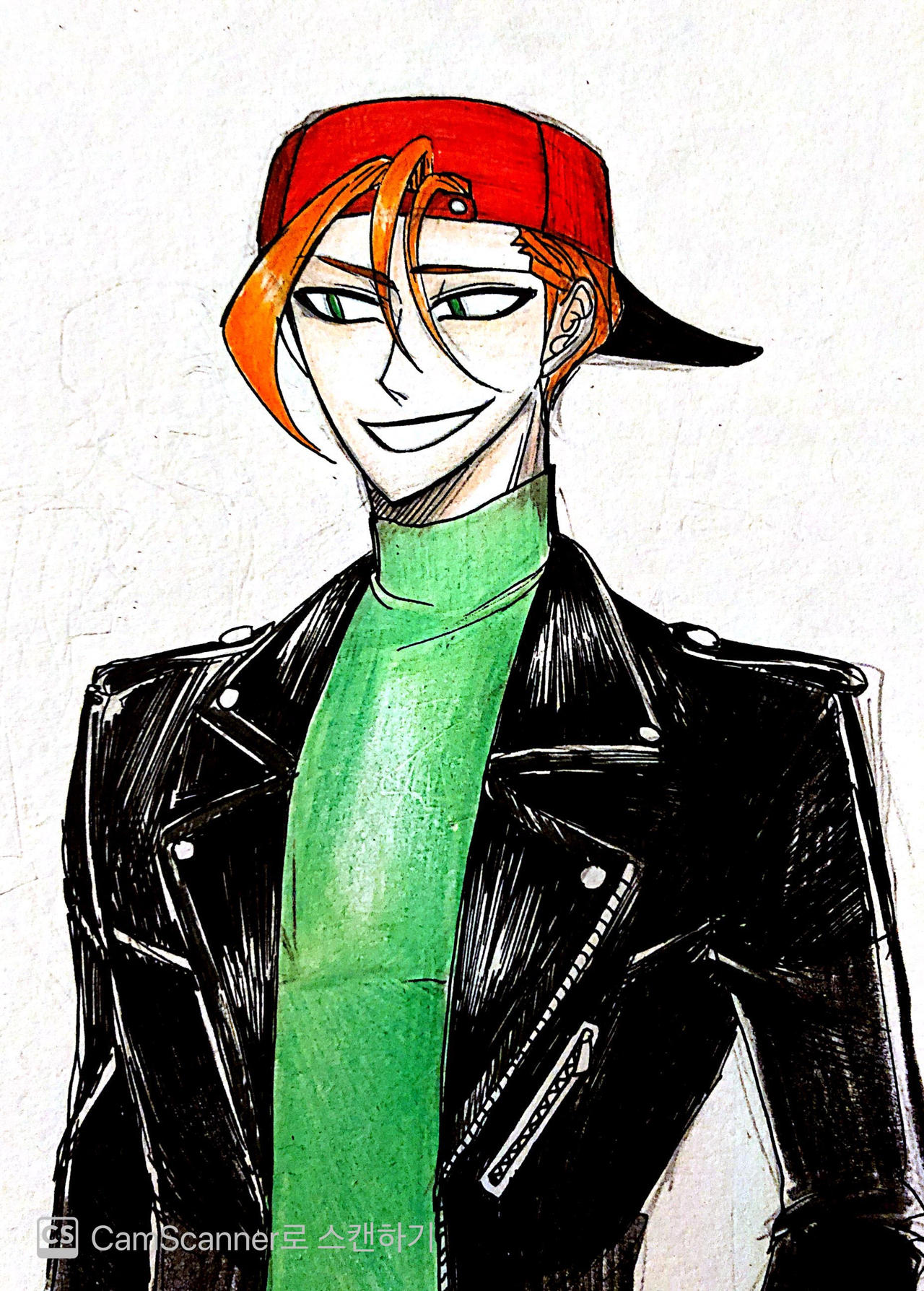 1boy, biker, biker_clothes, cap, cartoon_network, colored_pencil_(medium), deviantart, ed_edd_n_eddy