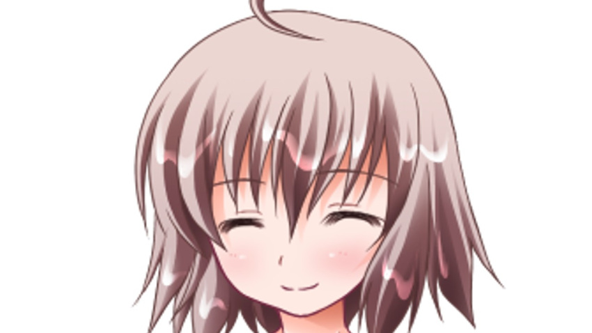 1girl, closed_eyes, closed_mouth, hitofuta, inreki_misuzu, nero_(artist), pink_hair, smile, wet_hair