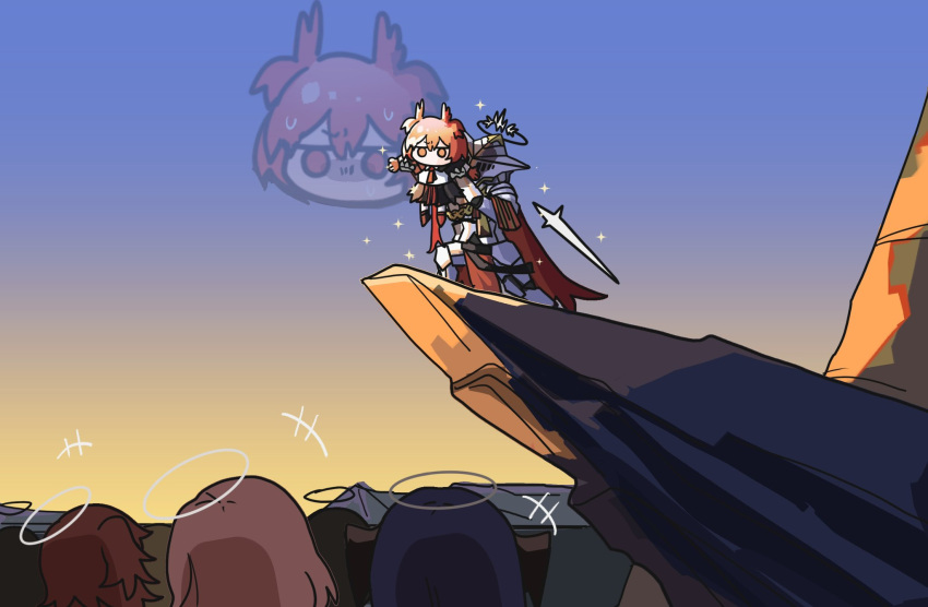 1boy, 4girls, arknights, exusiai_(arknights), fiammetta_(arknights), highres, lemuen_(arknights), meme