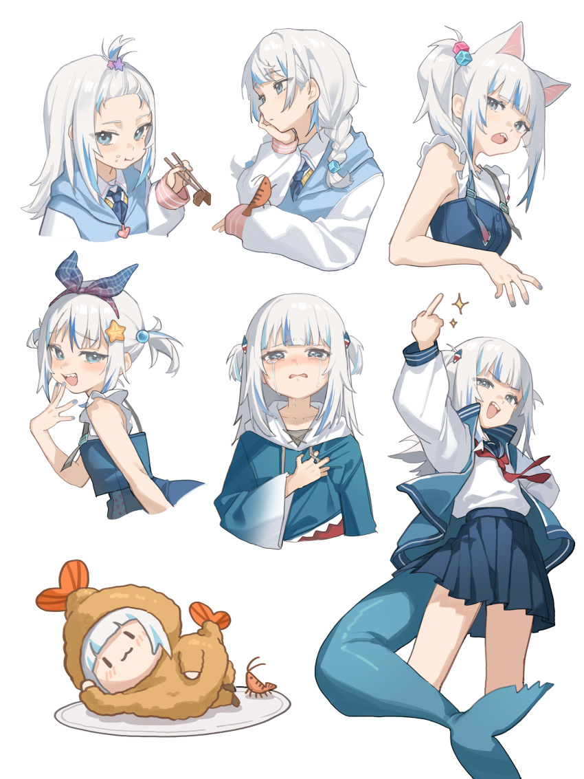 1girl, :d, :t, absurdres, alternate_hairstyle, animal_ears, bangs_pinned_back, blue_eyes