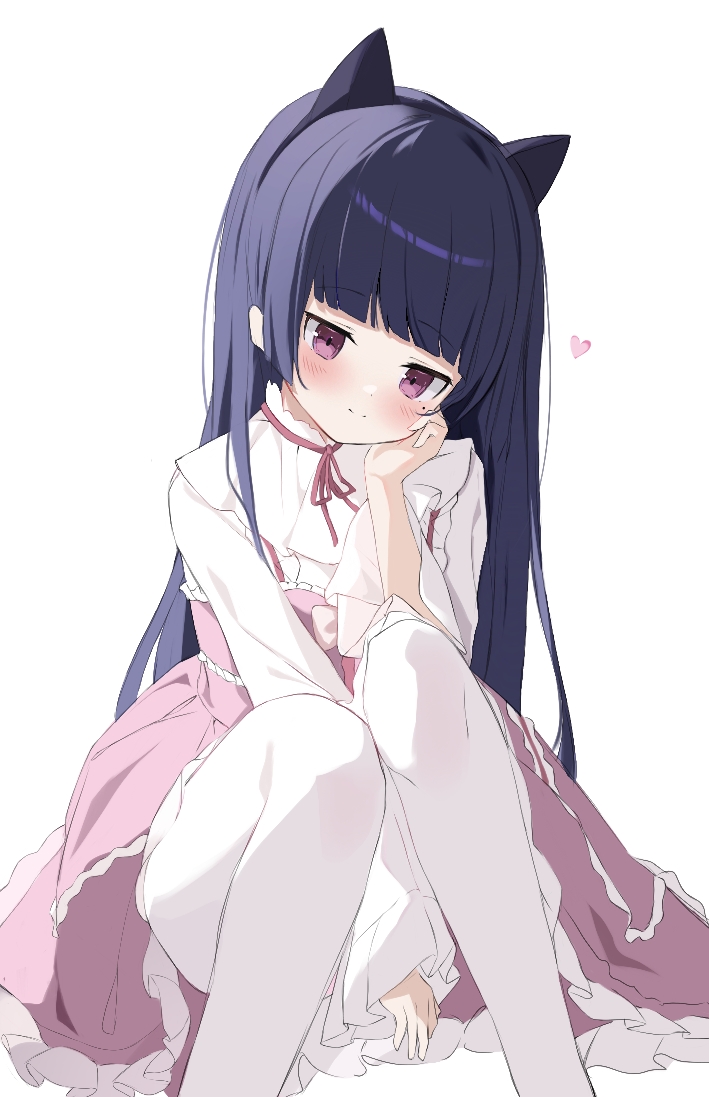 1girl, animal_ear_hairband, animal_ears, black_hair, blunt_bangs, blush, cat_ear_hairband, cat_ears