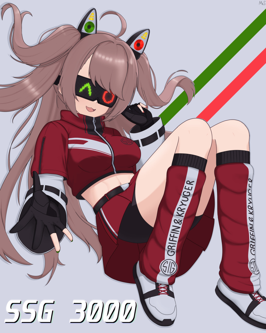 1girl, :3, absurdres, black_gloves, brown_hair, cropped_jacket, girls_frontline, gloves
