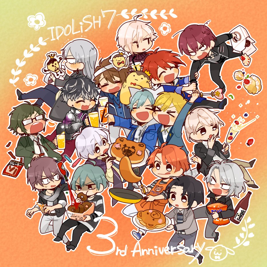 6+boys, :q, ^_^, ahoge, alcohol, angry, animal-themed_food, animal_print