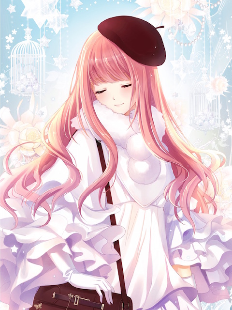 1girl, artist_request, bag, beret, blue_sky, brown_bag, brown_hat, capelet