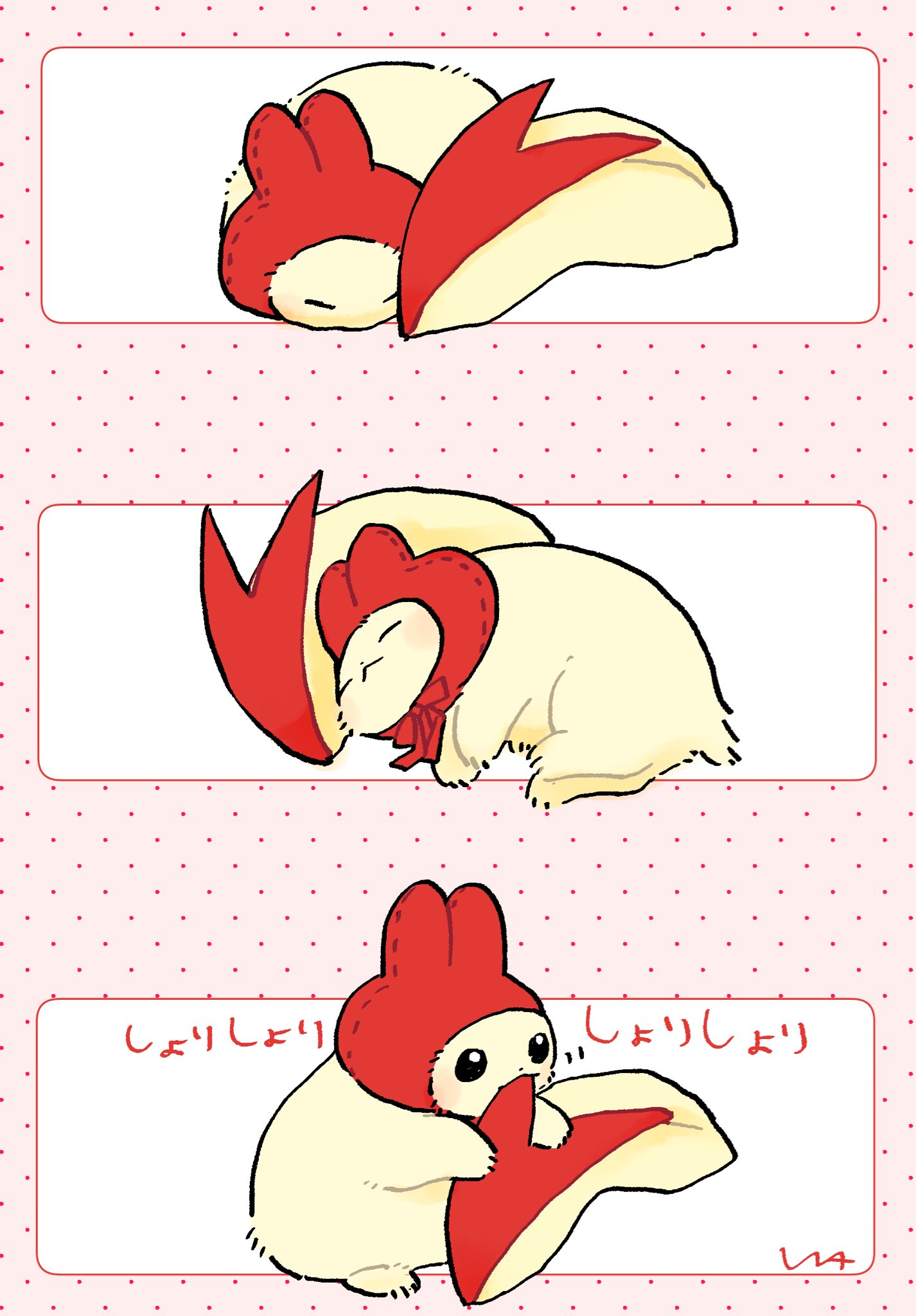 :3, animal, animal_focus, apple, apple_rabbit, biting, circle_(pixiv620288), closed_eyes