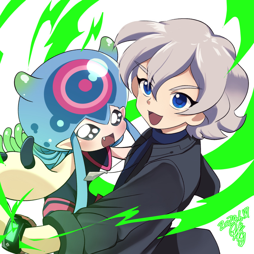 bandaged_arm, bandages, blue_eyes, digimon, digimon_(creature), digimon_ghost_game, higashimitarai_kiyoshiro, highres