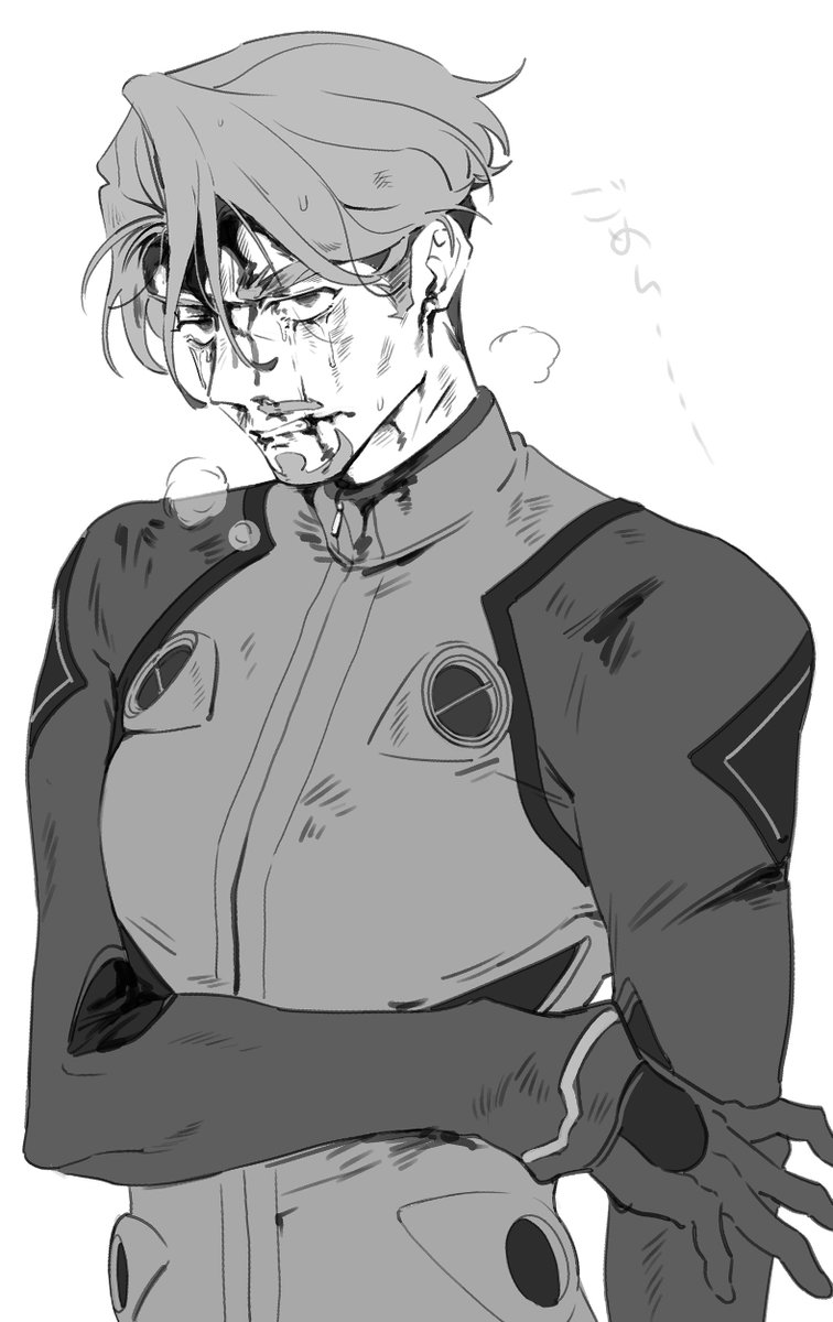 1boy, beard, blood, blood_on_face, challia_bull, crying, dirty, dirty_face