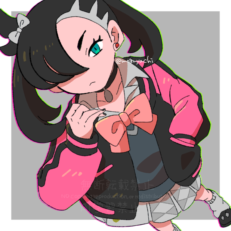 1girl, black_choker, black_hair, blue_eyes, bow, bowtie, choker, closed_mouth