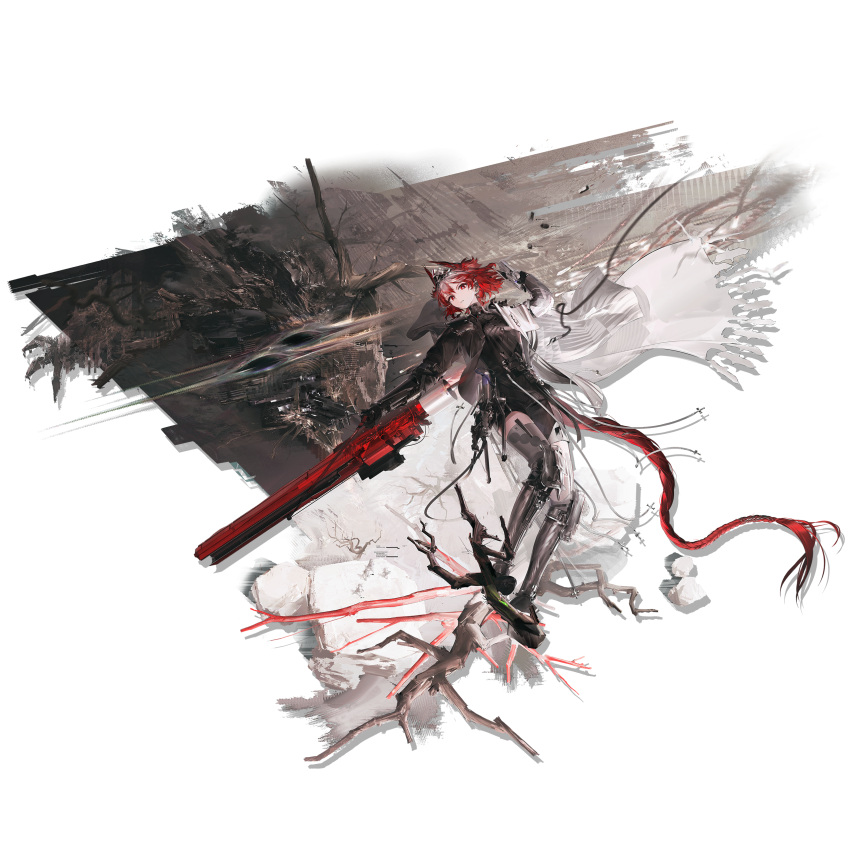 1girl, absurdly_long_hair, absurdres, arknights, armor, armored_boots, asymmetrical_bodysuit, asymmetrical_gloves