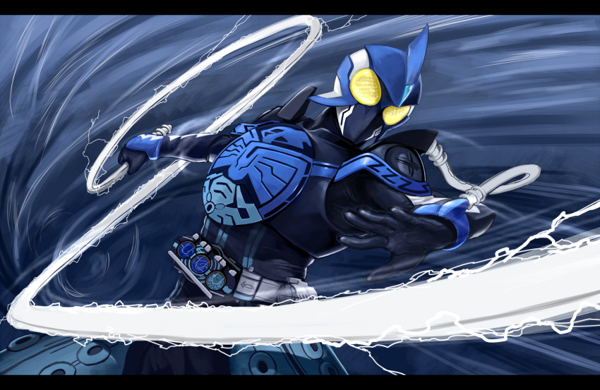 blue, electricity, highres, k_tsukumo, kamen_rider, kamen_rider_ooo, kamen_rider_ooo_(series), o_medal
