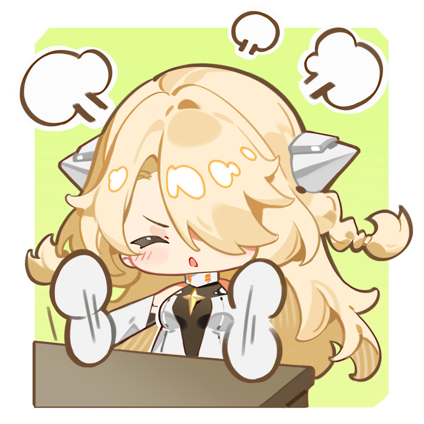 1girl, angelus_(neural_cloud), artist_request, blonde_hair, blush, braid, chibi, chibi_only