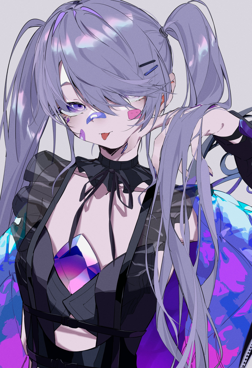 1girl, absurdres, bandaid, bandaid_on_cheek, bandaid_on_face, bandaid_on_nose, black_shirt, chest_jewel