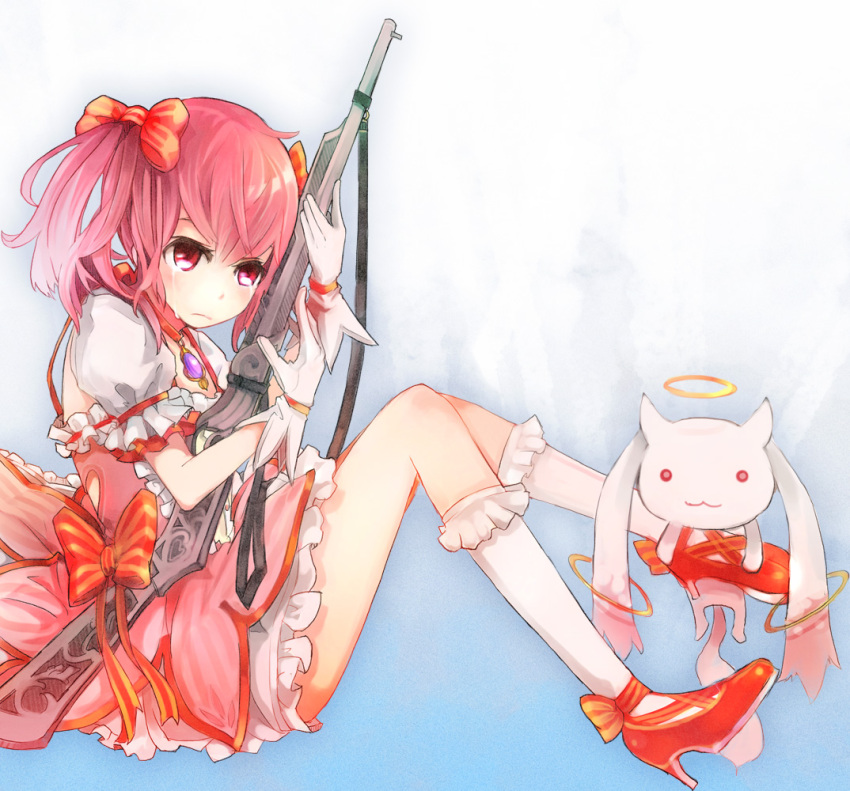 bad_id, gloves, gun, halo, kaname_madoka, kyubey, kyuubee, magical_girl