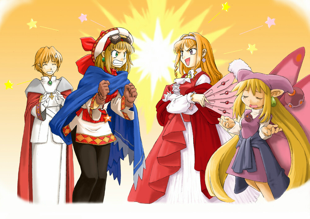 cape, closed_eyes, cornet, dress, etoile_rosenqueen, everyone, eyes_closed, ferdinand_marl_e
