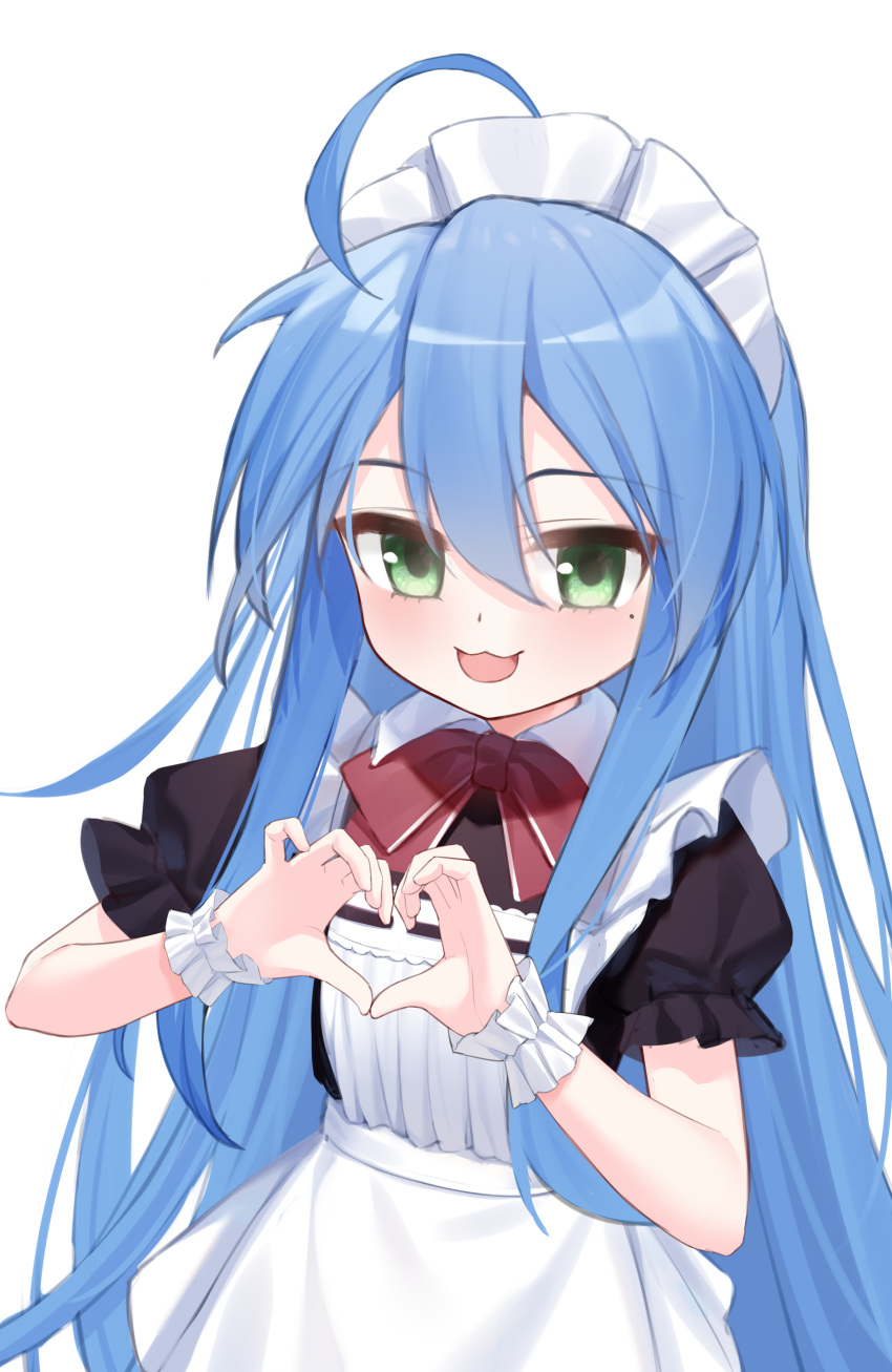 1girl, :3, :d, absurdres, ahoge, alternate_costume, apron, black_dress