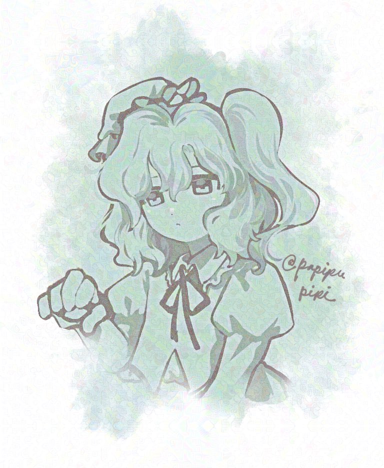 1girl, board_game, collared_shirt, commentary_request, frilled_shirt_collar, frills, go_(board_game), hair_bun, holding_stone, juliet_sleeves, long_sleeves, medium_hair, monochrome, neck_ribbon, papipu_pipi, portrait_of_exotic_girls, puffy_sleeves, purple-haired_oekaki_girl_(touhou), ribbon, shirt, side_ponytail, single_hair_bun, solo, touhou