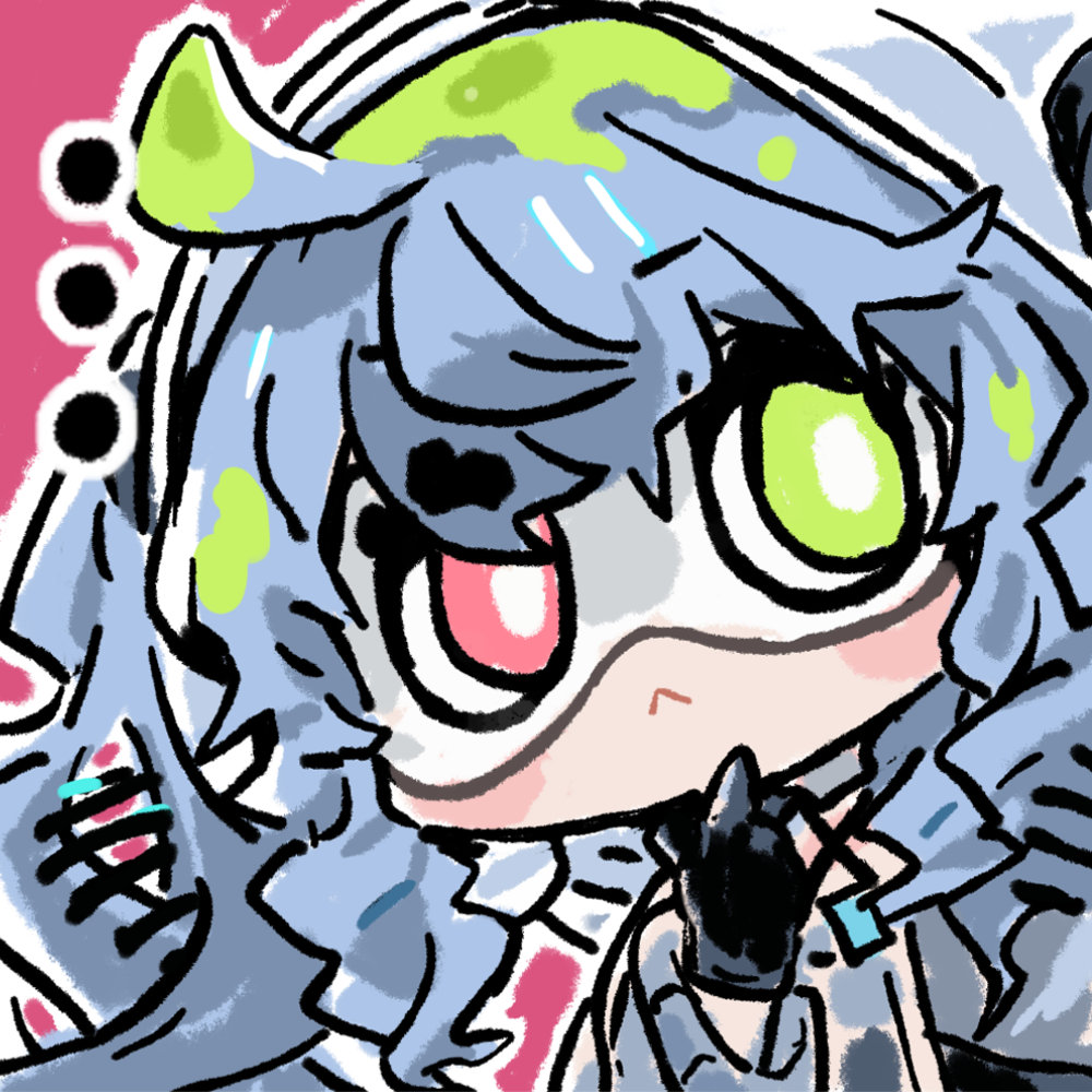 1girl, :<, ahoge, blue_hair, chibi, chibi_only, chinese_commentary, cui_pi_zha_xia_qiu