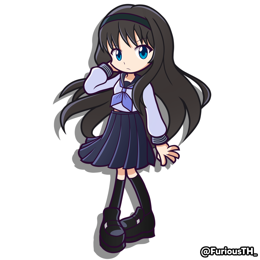 1girl, alternate_costume, aqua_eyes, aqua_shirt, aqua_sleeves, arm_at_side, black_hair, black_hairband