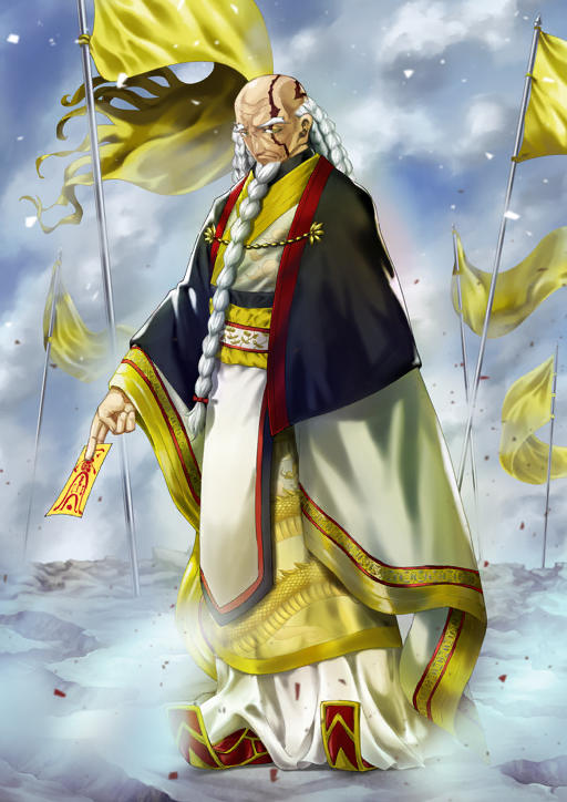 1boy, balding, battlefield, beard, between_fingers, bow, braid, braided_beard