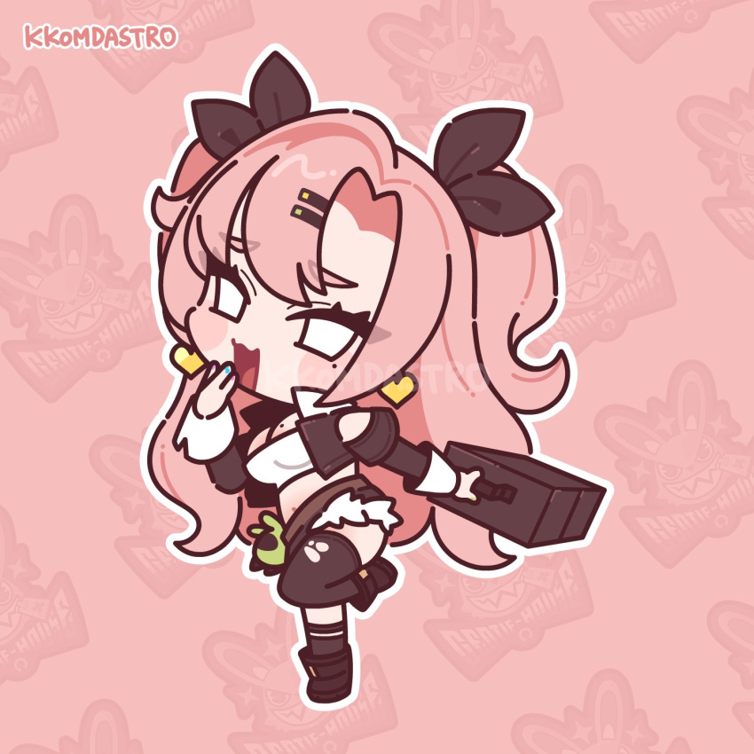 1girl, kkomdastro, long_hair, nicole_demara, open_mouth, standing_on_one_leg, zenless_zone_zero