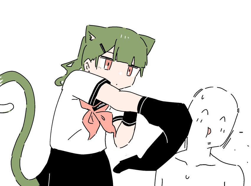 animal_ears, animated, animated_gif, black_socks, boxing, cat_ears, cat_girl, cat_tail