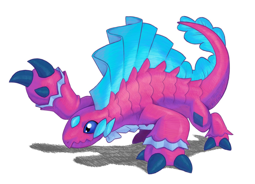 all_fours, blue_eyes, digimon, digimon_(creature), dimetromon, fins, full_body, highres