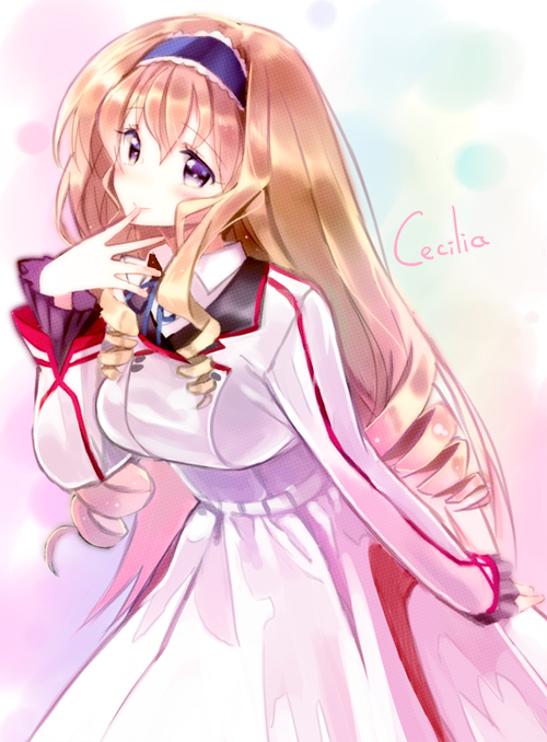 blush, cecilia_alcott, drill_hair, finger_to_mouth, infinite_stratos, long_hair, purple_eyes, runa_runa