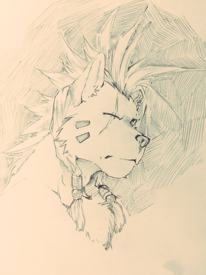 1boy, animal_ears, animal_nose, closed_mouth, commentary_request, facial_mark, final_fantasy, final_fantasy_vii