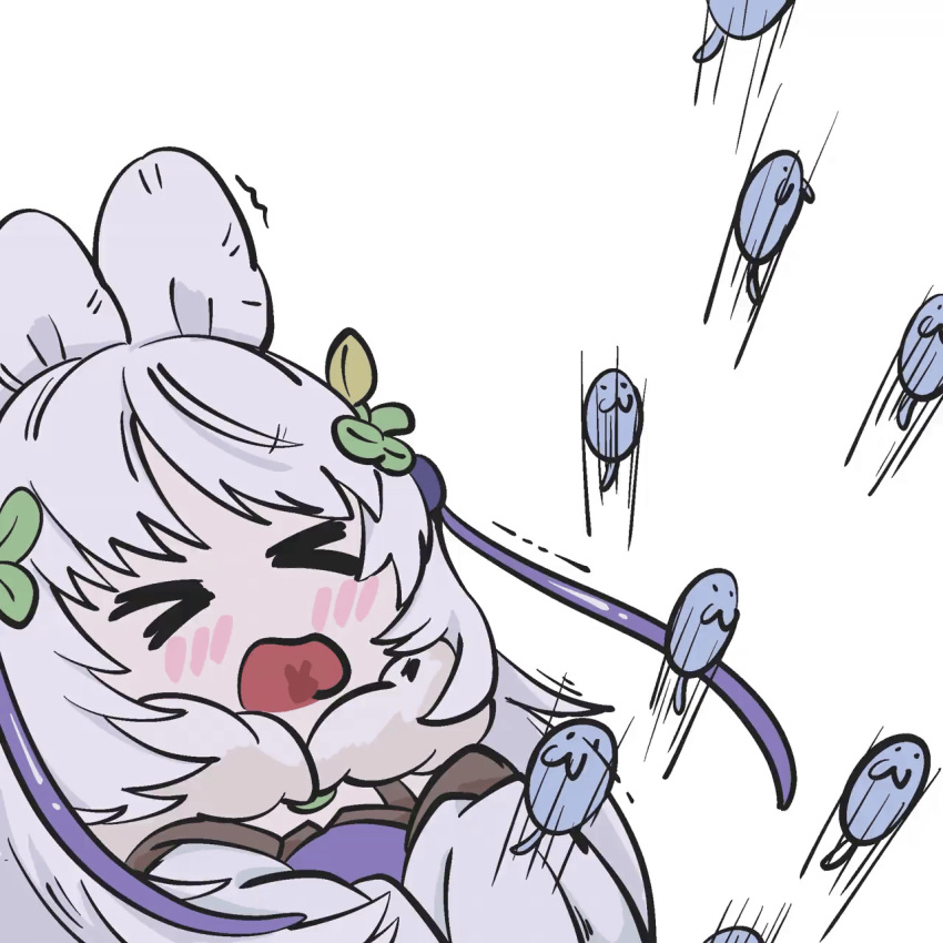 >_<, 1girl, animal_ears, animated, animated_gif, ayanami_barrage_(meme), blush, bocchi_the_rock!
