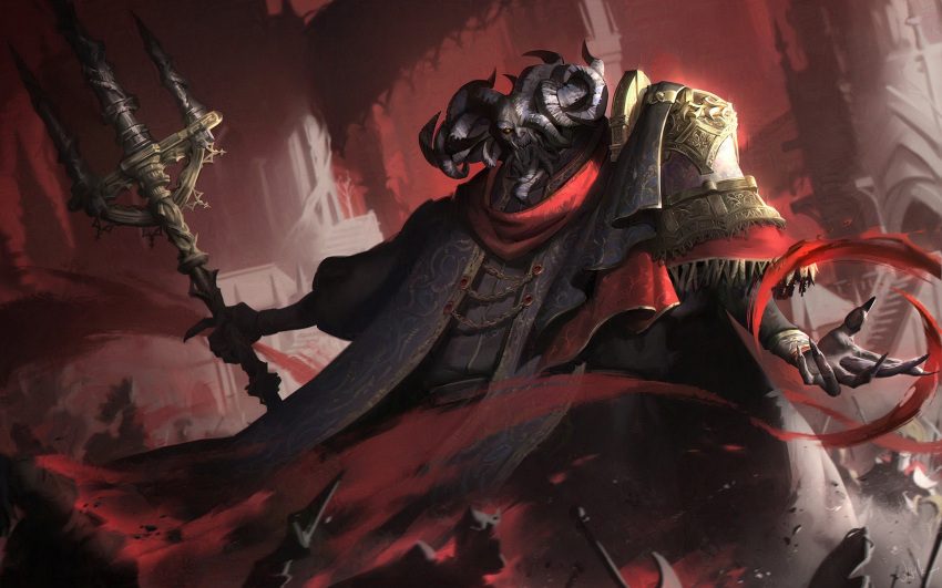 1boy, armor, asymmetrical_horns, blood, commentary, elden_ring, fangs, hemokinesis