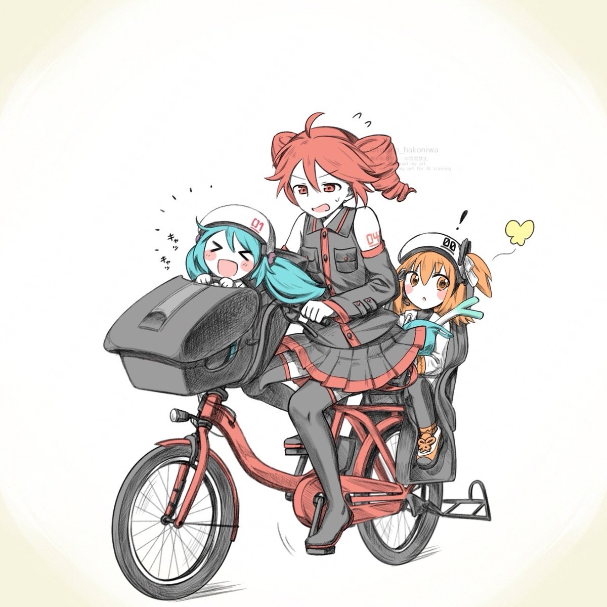 >_<, 3girls, :o, a.i._voice, adachi_rei, age_difference, ahoge, amau_totori
