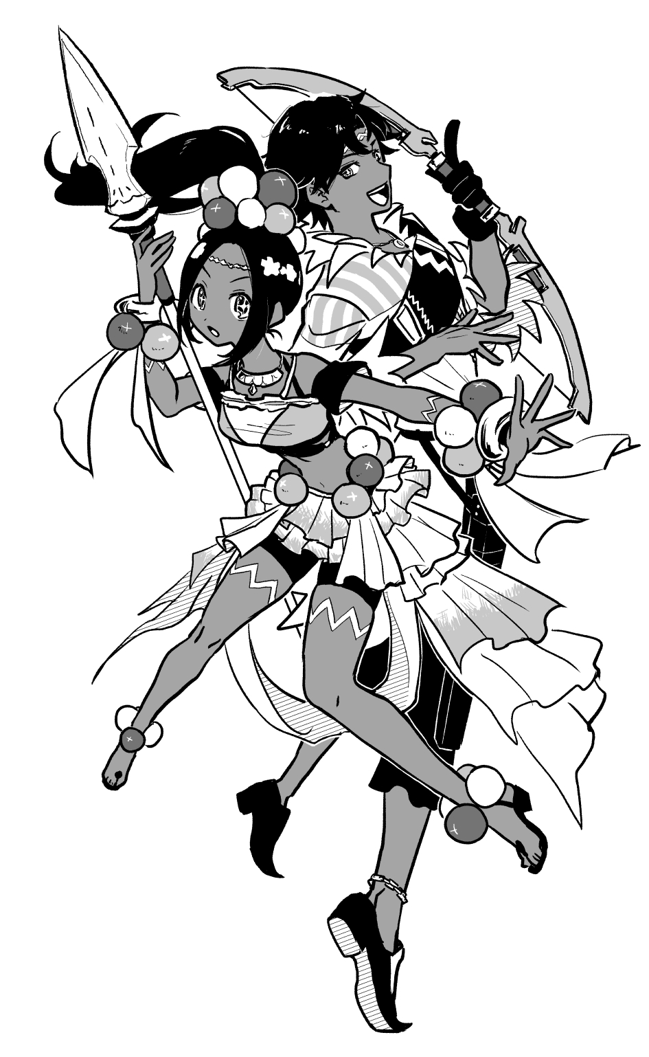 +_+, 1boy, 1girl, bow_(weapon), bracelet, brother_and_sister, dark_skin, fire_emblem