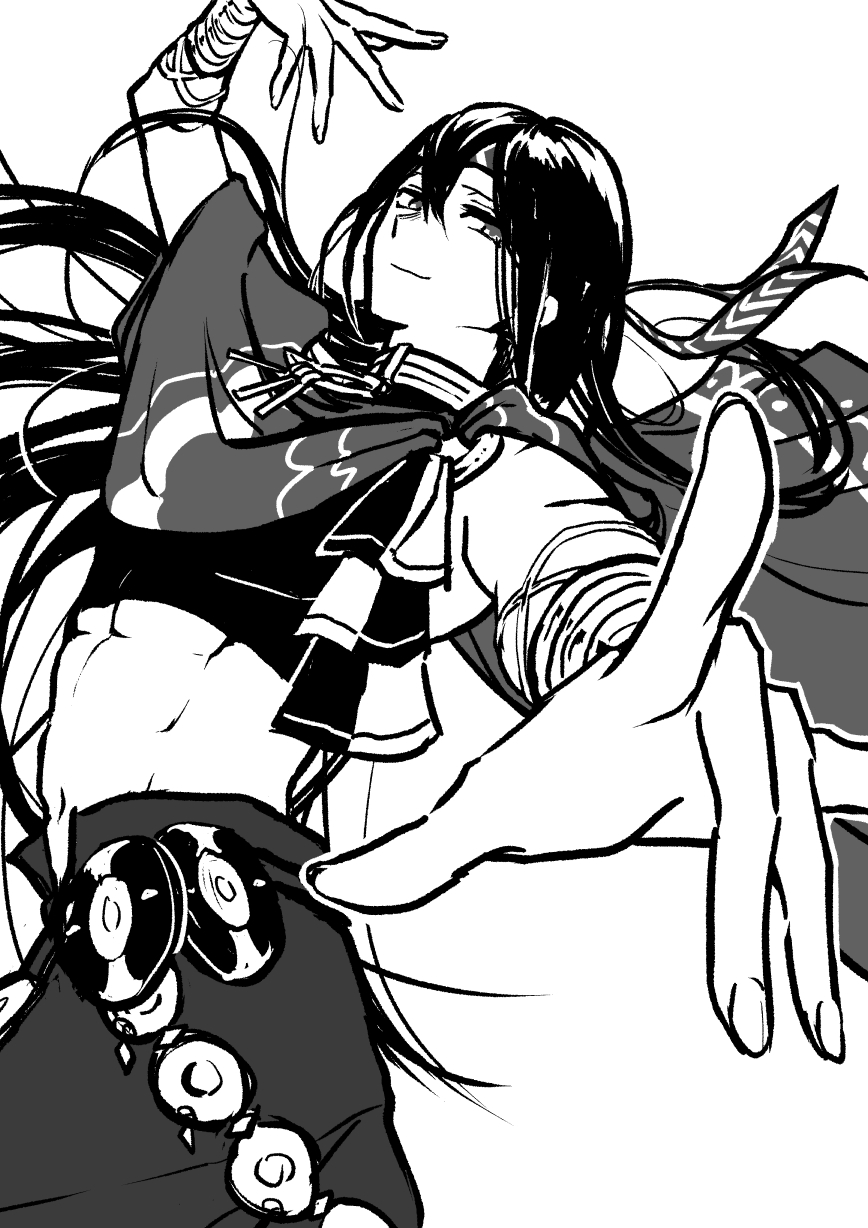 1boy, crop_top, dancer, dancing, fire_emblem, fire_emblem_engage, highres, long_hair