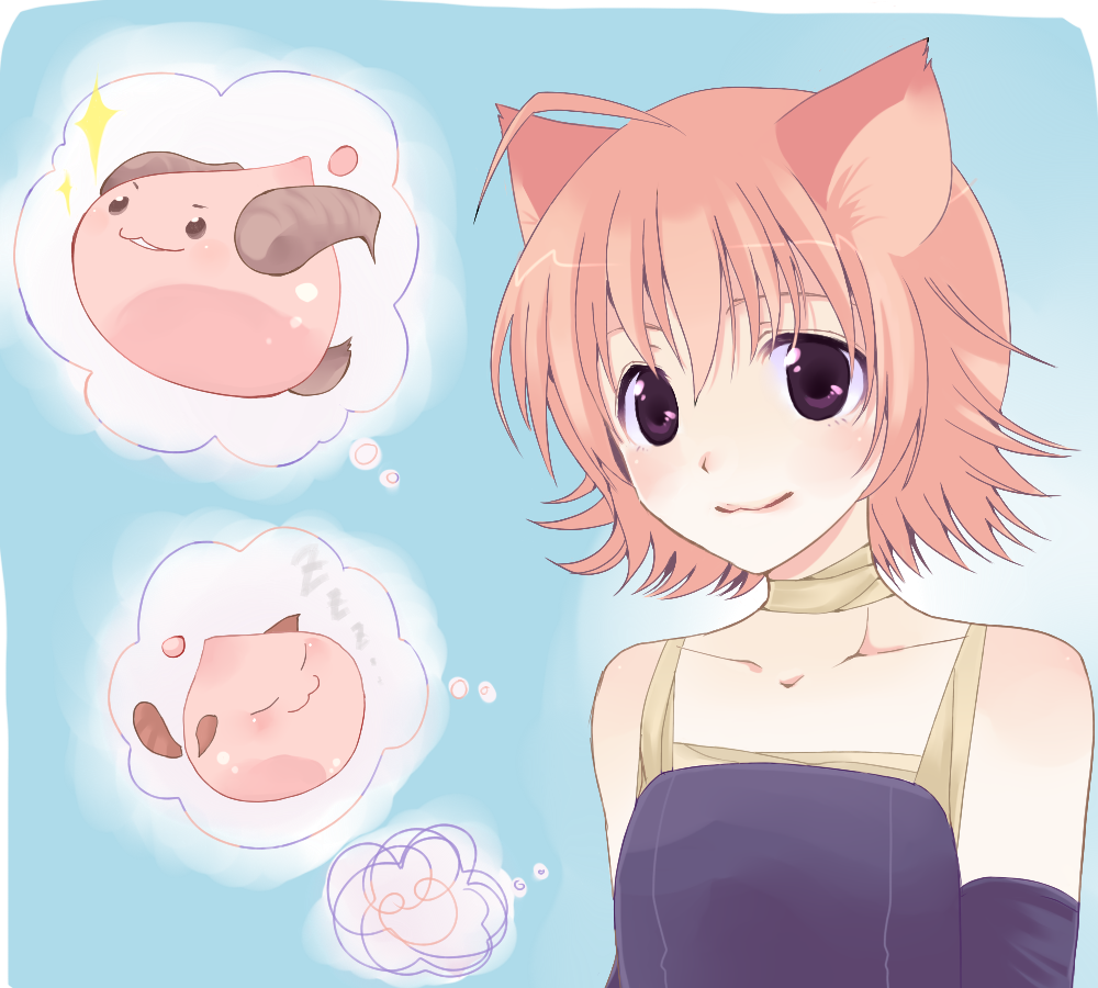 1boy, :3, animal_ears, assassin_(ragnarok_online), bandages, blue_background, blush, cat_boy