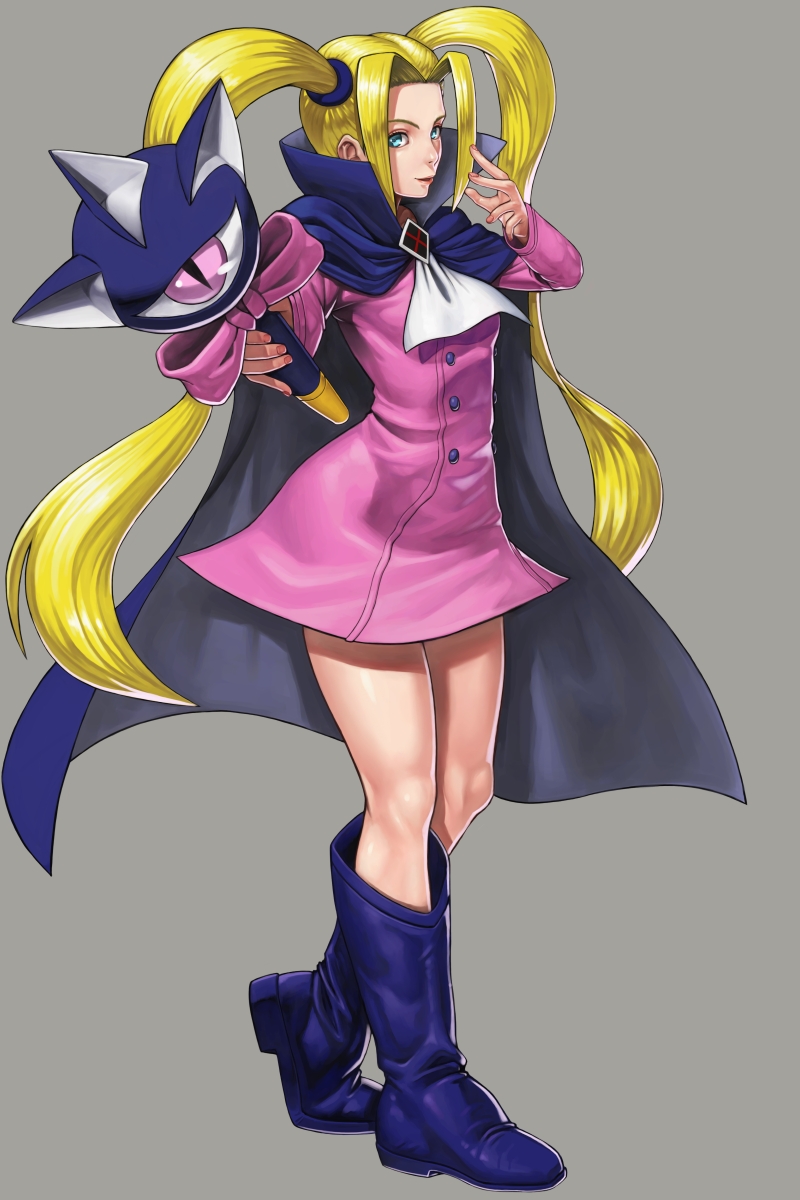 1girl, ascot, boots, bow, breasts, cape, en-eins_kanzen_sekai, en-eins_perfektewelt