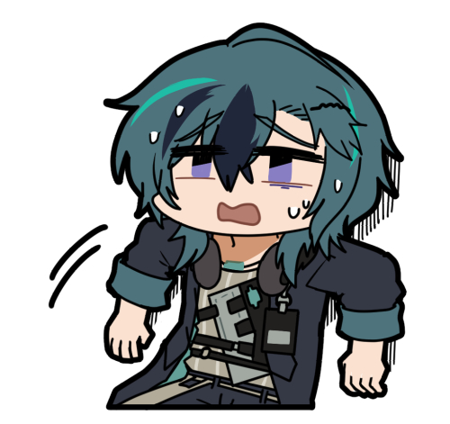 1boy, against_wall, artist_request, black_hair, black_jacket, chibi, chibi_only, chinese_commentary