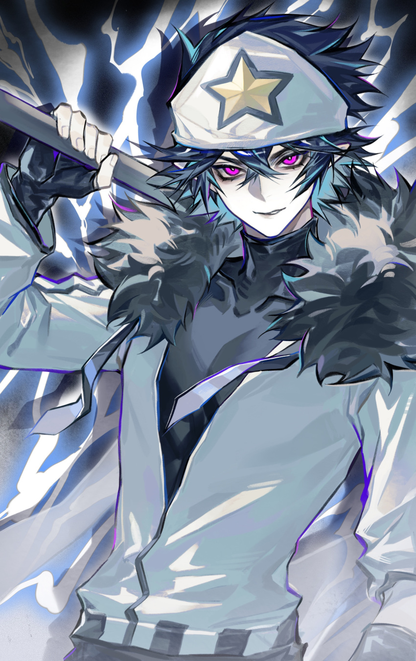 1boy, 5236905043, absurdres, aotu_world, bandana, belt, black_gloves, black_hair