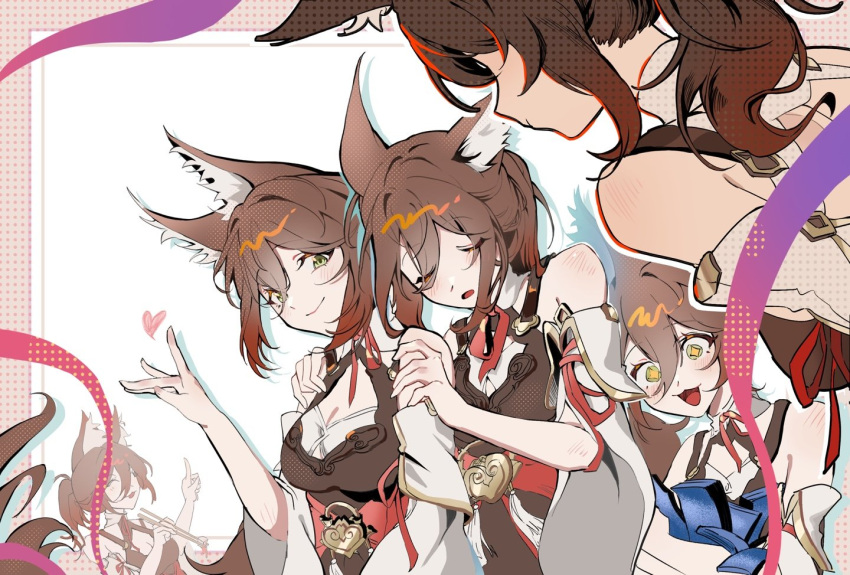 animal_ear_fluff, animal_ears, bare_shoulders, blush, breasts, closed_eyes, heart, honkai:_star_rail