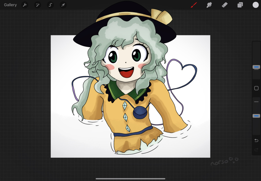 art_program_in_frame, breaking_the_fourth_wall, hat, komeiji_koishi, third_eye, touhou, zun_(style)