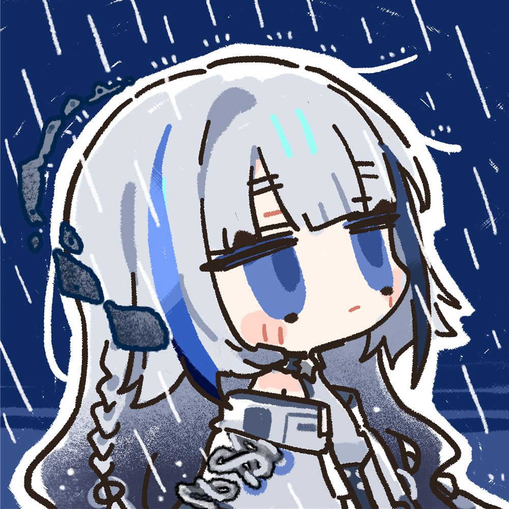 1girl, blue_eyes, blue_hair, chibi, chibi_only, chinese_commentary, cui_pi_zha_xia_qiu, girls'_frontline_neural_cloud