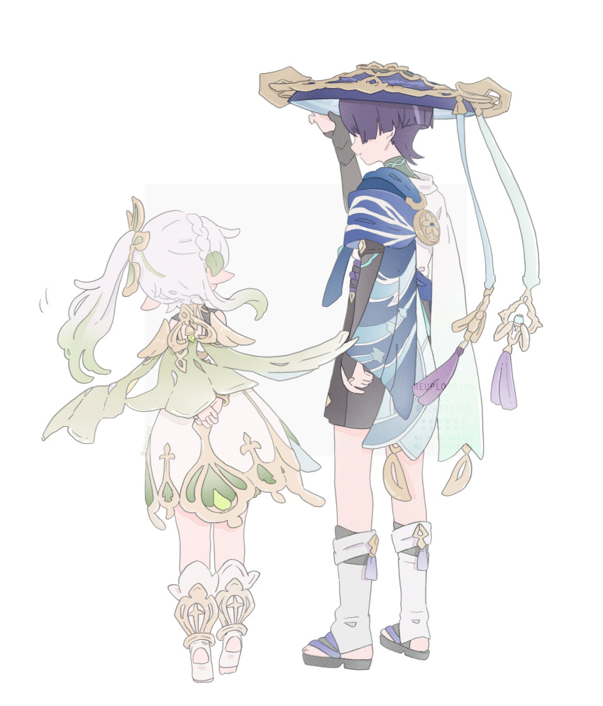 1boy, 1girl, absurdres, animal_print, anklet, anni_(556_an), arm_at_side, armor