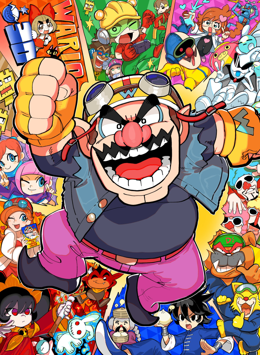 13-amp, 18-volt, 5-volt, 9-volt, absurdres, ana_(warioware), ashley_(warioware), big_nose