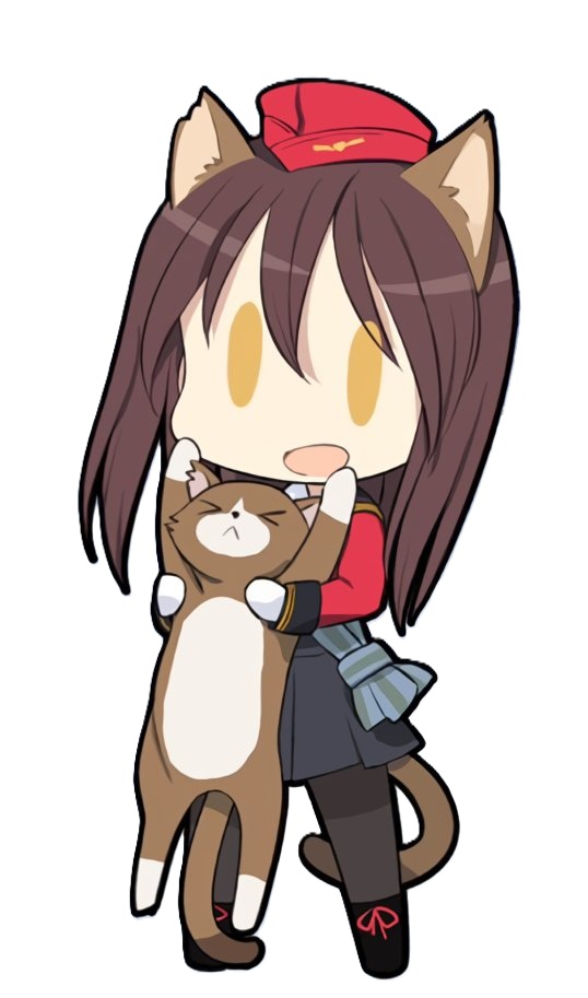 1girl, animal_ears, aviation_magic_band, black_skirt, black_thighhighs, brown_hair, cat, cat_ears